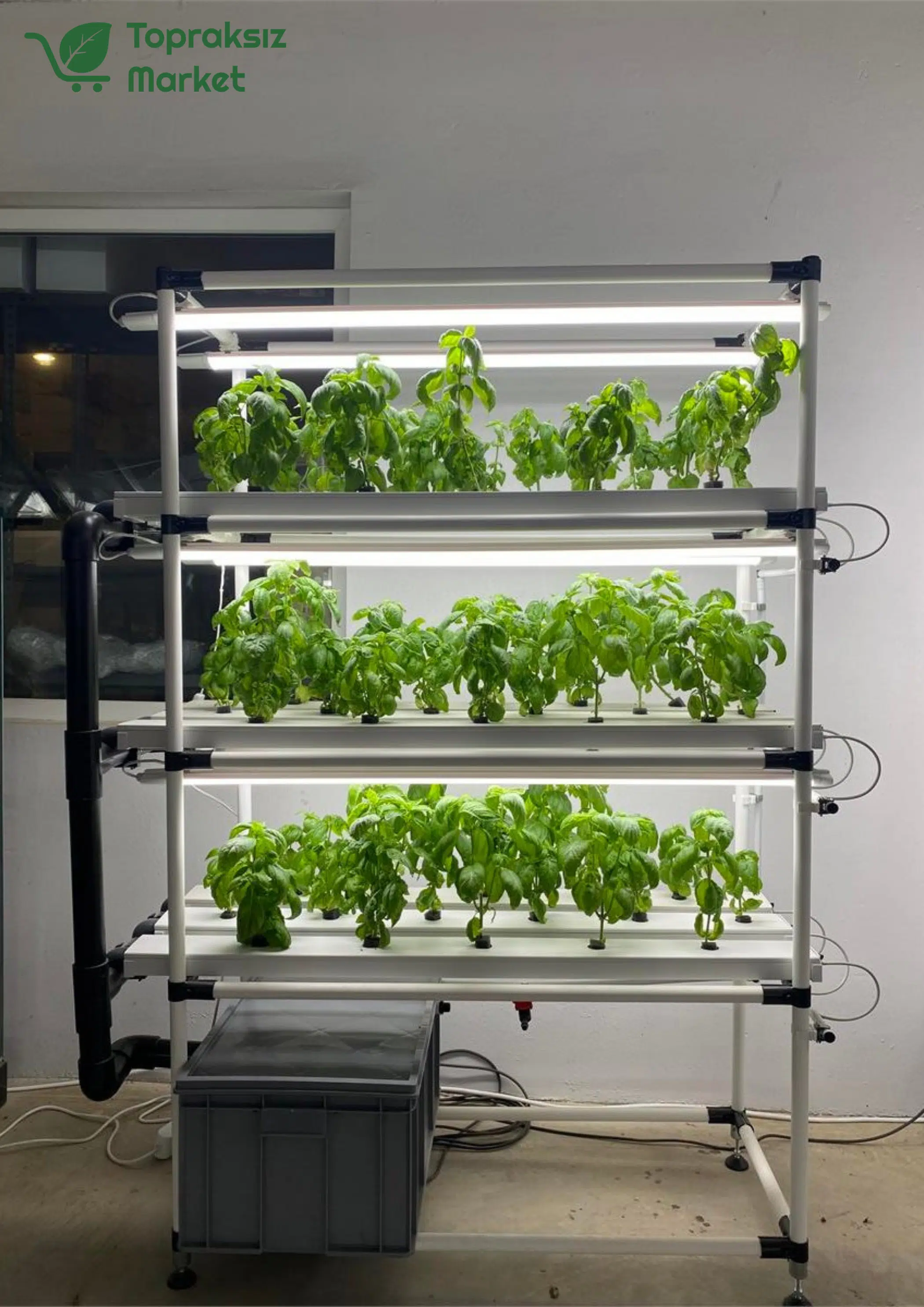 DİKEY TARIM LEDLİ TOPRAKSIZ TARIM LEDLİ İNDOOR ÜRETİM SETİ 1 DİKEY TOPRAKSIZ TARIM SETİ AYDINLATMALI