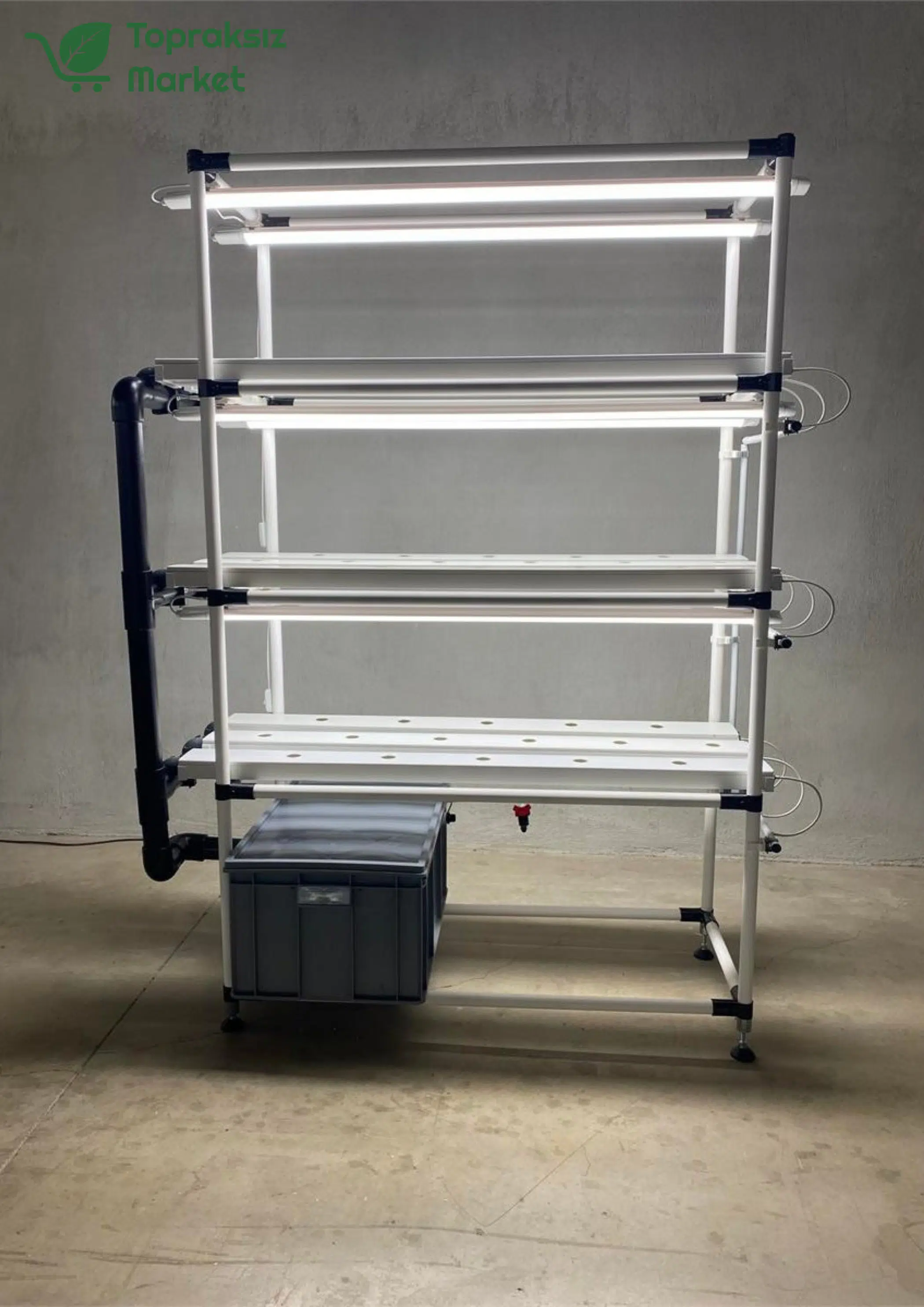 DİKEY TARIM LEDLİ TOPRAKSIZ TARIM LEDLİ İNDOOR ÜRETİM SETİ 2 DİKEY TOPRAKSIZ TARIM SETİ AYDINLATMALI