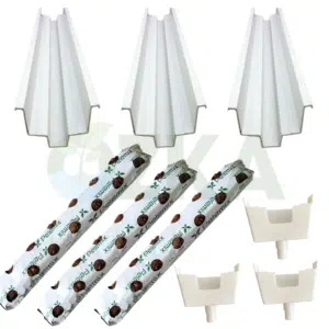 Üçlü topraksız çilek üretim seti – cocopeat, kanal ve drenaj içerir