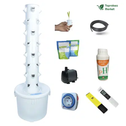 8 katlı 40 gözlü dikey topraksız tarım kulesi sistemi