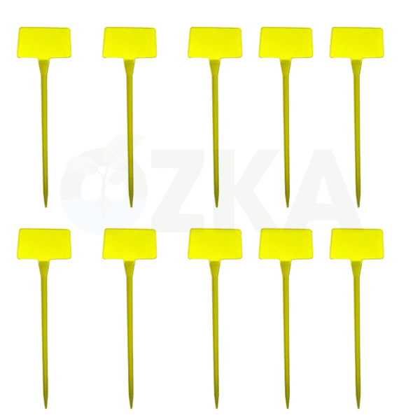 Sarı bitki etiketi 9x6x38 cm – fide ve fidan tanımlama için 10'lu set