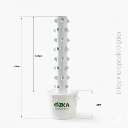 10 katlı 50 gözlü 75 litre depolu dikey topraksız tarım kulesi hidroponik sistem