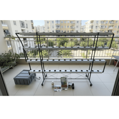 HydroRack 52 Topraksız Tarım Seti 4 Katlı NFT Balkon Sistemi