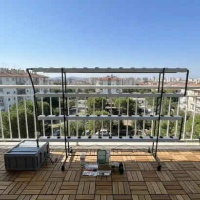 HydroRack 52 Topraksız Tarım Seti 4 Katlı NFT Balkon Sistemi