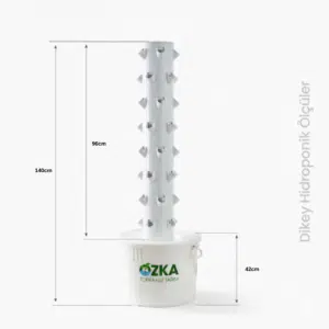 Dikey topraksız tarım kulesi 6 katlı 30 gözlü 75 lt depolu hidroponik sistem